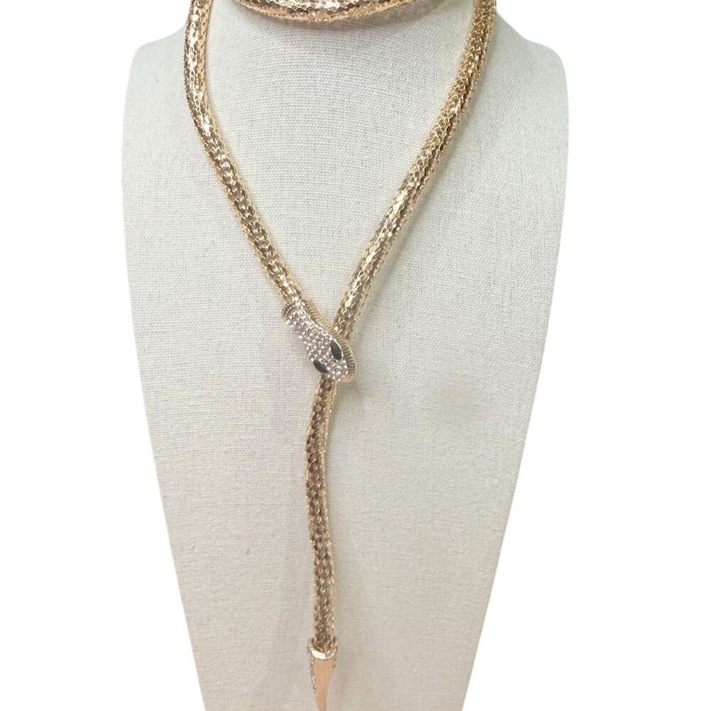 Fashion Gold Snake Chain Necklace/Bracelet with Rhinestone Detailing glam gift